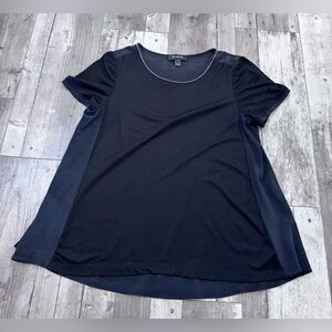 St John Women's Silk Lyocell Rhinestone Short Sleeve T-Shirt Top XL